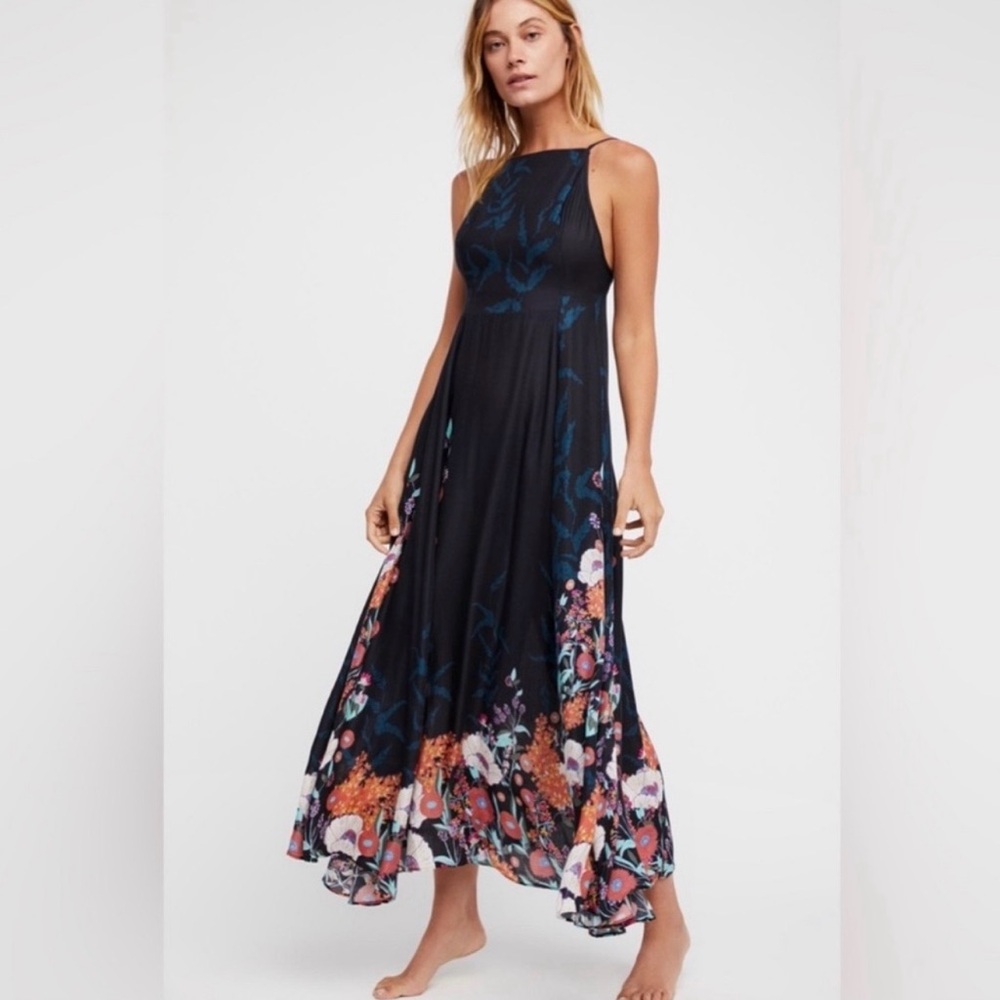 Free people embrace it floral black maxi dress NWT womens size XS